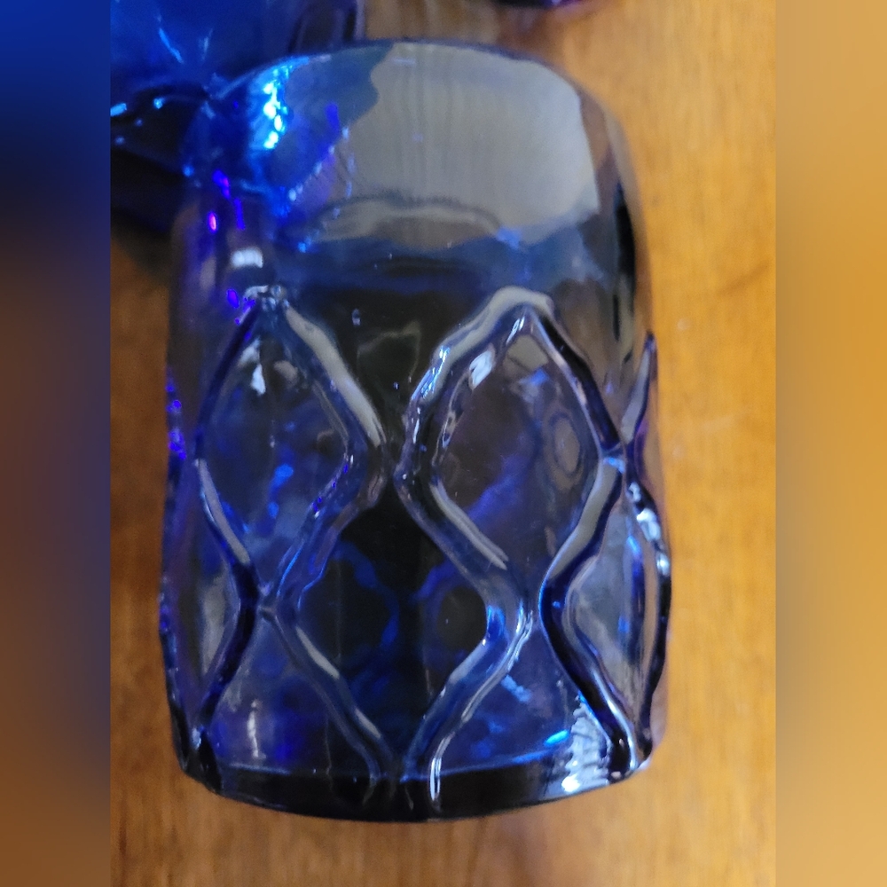 Set Of 4 Blue 12 Oz Glass Tumblers (112) - Picture 4 of 5